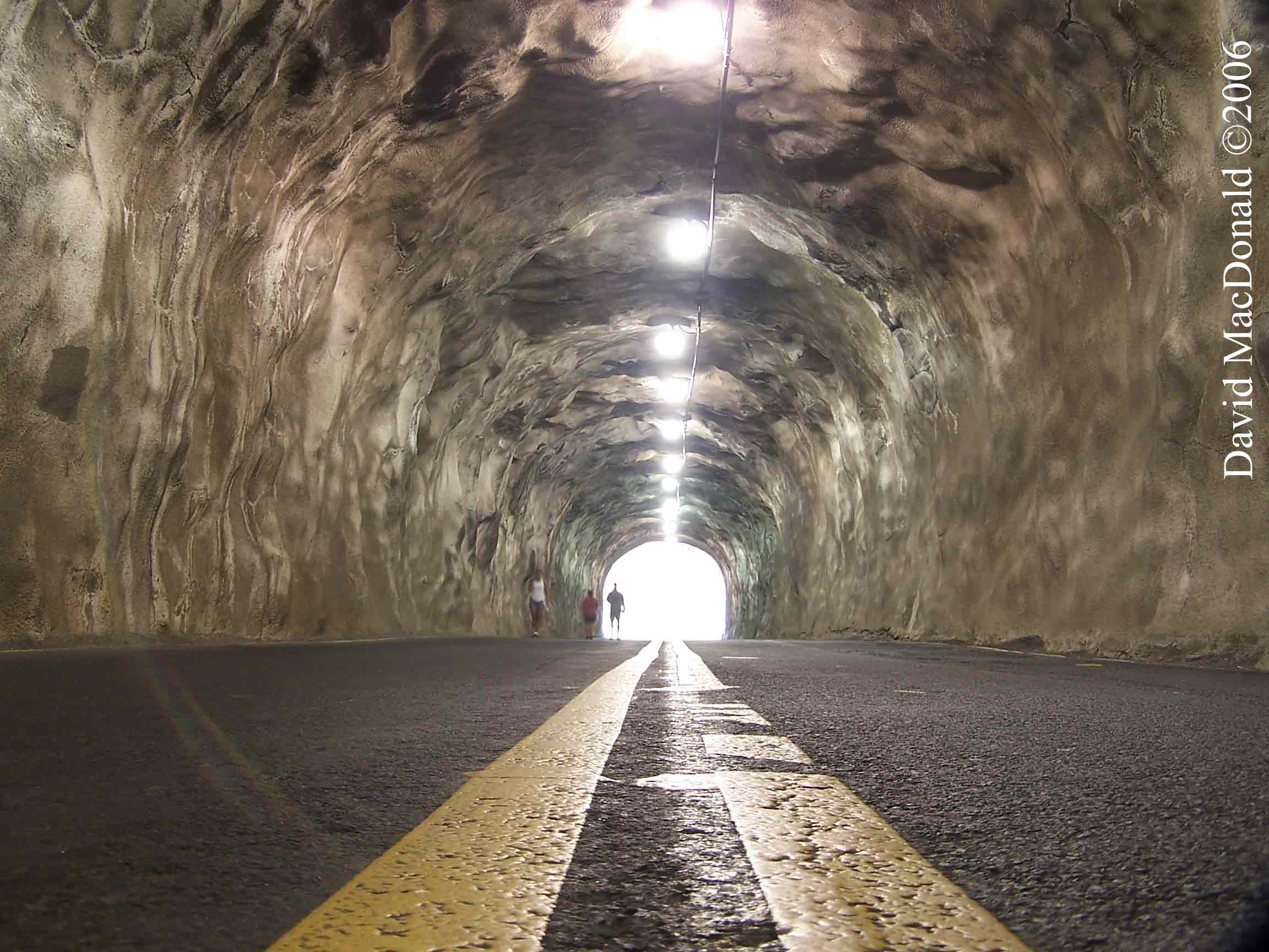 Tunnel through Diamond Head Lookout crater, Hawaii